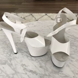 White 6in pleaser heels